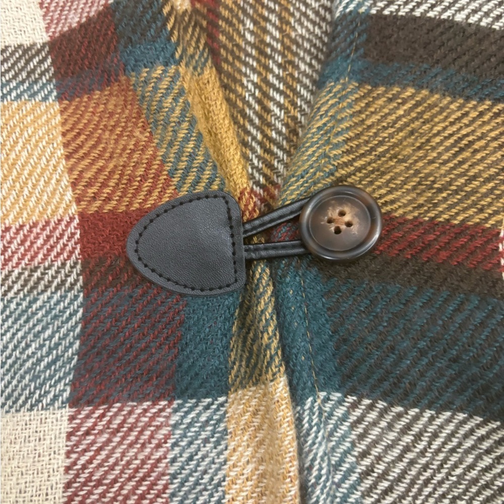 Sonoma Reversible Plaid Poncho in Brown and Cream - Picture 2 of 5